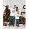 Ekouaer Family Christmas Pajamas Matching Sets Soft Long Sleeve Couple Pjs Xmas Sleepwear Holiday Lounge Set(Green Letter)