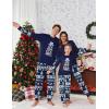 Ekouaer Family Christmas Pajamas Matching Sets Soft Long Sleeve Couple Pjs Xmas Sleepwear Holiday Lounge Set(Navy Blue)