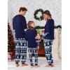 Ekouaer Family Christmas Pajamas Matching Sets Soft Long Sleeve Couple Pjs Xmas Sleepwear Holiday Lounge Set(Navy Blue)