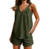 Ekouaer Lounge Sets for Women 2 Piece Summer Pajamas Tank Top Shorts Set Comfy Loungewear Cute Beach Vacation Outfits(Army Green)