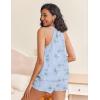 Ekouaer Lounge Sets for Women 2 Piece Summer Pajamas Tank Top Shorts Set Comfy Loungewear Cute Beach Vacation Outfits(Blue Floral)