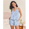 Ekouaer Lounge Sets for Women 2 Piece Summer Pajamas Tank Top Shorts Set Comfy Loungewear Cute Beach Vacation Outfits(Blue Floral)