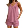 Ekouaer Lounge Sets for Women 2 Piece Summer Pajamas Tank Top Shorts Set Comfy Loungewear Cute Beach Vacation Outfits(Dusty Pink)