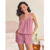 Ekouaer Lounge Sets for Women 2 Piece Summer Pajamas Tank Top Shorts Set Comfy Loungewear Cute Beach Vacation Outfits(Dusty Pink)