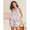 Ekouaer Lounge Sets for Women 2 Piece Summer Pajamas Tank Top Shorts Set Comfy Loungewear Cute Beach Vacation Outfits(White Floral)