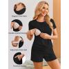 Ekouaer Maternity Nursing Pajamas Set 3 Piece Postpartum Lounge Breastfeeding Pjs Pregnancy Shorts & Pants S-XXL(Black)