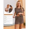 Ekouaer Maternity Nursing Pajamas Set 3 Piece Postpartum Lounge Breastfeeding Pjs Pregnancy Shorts & Pants S-XXL(Brown)