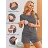 Ekouaer Maternity Nursing Pajamas Set 3 Piece Postpartum Lounge Breastfeeding Pjs Pregnancy Shorts & Pants S-XXL(Dark Gray)