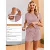 Ekouaer Maternity Nursing Pajamas Set 3 Piece Postpartum Lounge Breastfeeding Pjs Pregnancy Shorts & Pants S-XXL(Dirty Pink)