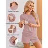 Ekouaer Maternity Nursing Pajamas Set 3 Piece Postpartum Lounge Breastfeeding Pjs Pregnancy Shorts & Pants S-XXL(Dirty Pink)