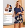 Ekouaer Maternity Nursing Pajamas Set 3 Piece Postpartum Lounge Breastfeeding Pjs Pregnancy Shorts & Pants S-XXL(Floral Navy Blue)
