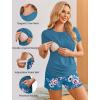 Ekouaer Maternity Nursing Pajamas Set 3 Piece Postpartum Lounge Breastfeeding Pjs Pregnancy Shorts & Pants S-XXL(Floral Teal)
