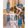 Ekouaer Maternity Nursing Pajamas Set 3 Piece Postpartum Lounge Breastfeeding Pjs Pregnancy Shorts & Pants S-XXL(Floral Teal)