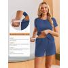 Ekouaer Maternity Nursing Pajamas Set 3 Piece Postpartum Lounge Breastfeeding Pjs Pregnancy Shorts & Pants S-XXL(Navy Blue)