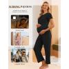 Ekouaer Maternity Nursing Pajamas Set 3 Piece Postpartum Lounge Breastfeeding Pjs Pregnancy Shorts & Pants S-XXL(Purple Red)