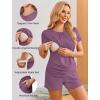 Ekouaer Maternity Nursing Pajamas Set 3 Piece Postpartum Lounge Breastfeeding Pjs Pregnancy Shorts & Pants S-XXL(Purple Red)