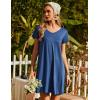 Ekouaer Nightgowns for Women Short Sleeve Sleepshirt V Neck Short Nightshirt Pullover Soft Ruffled Sleepwear S-XXXL(Blue)