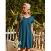Ekouaer Nightgowns for Women Short Sleeve Sleepshirt V Neck Short Nightshirt Pullover Soft Ruffled Sleepwear S-XXXL(Blue Green)