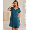 Ekouaer Nightgowns for Women Short Sleeve Sleepshirt V Neck Short Nightshirt Pullover Soft Ruffled Sleepwear S-XXXL(Blue Green)