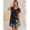 Ekouaer Nightgowns for Women Short Sleeve Sleepshirt V Neck Short Nightshirt Pullover Soft Ruffled Sleepwear S-XXXL(Butterfly Flower)