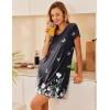 Ekouaer Nightgowns for Women Short Sleeve Sleepshirt V Neck Short Nightshirt Pullover Soft Ruffled Sleepwear S-XXXL(Butterfly Flower)
