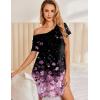 Ekouaer Nightgowns for Women Short Sleeve Sleepshirt V Neck Short Nightshirt Pullover Soft Ruffled Sleepwear S-XXXL(Cherry Blossoms)