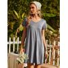 Ekouaer Nightgowns for Women Short Sleeve Sleepshirt V Neck Short Nightshirt Pullover Soft Ruffled Sleepwear S-XXXL(Dark Grey)