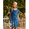 Ekouaer Nightgowns for Women Short Sleeve Sleepshirt V Neck Short Nightshirt Pullover Soft Ruffled Sleepwear S-XXXL(Ethnic Print Blue)
