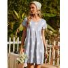 Ekouaer Nightgowns for Women Short Sleeve Sleepshirt V Neck Short Nightshirt Pullover Soft Ruffled Sleepwear S-XXXL(Grey Star)