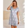 Ekouaer Nightgowns for Women Short Sleeve Sleepshirt V Neck Short Nightshirt Pullover Soft Ruffled Sleepwear S-XXXL(Grey Star)