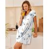 Ekouaer Nightgowns for Women Short Sleeve Sleepshirt V Neck Short Nightshirt Pullover Soft Ruffled Sleepwear S-XXXL(Line Florals)
