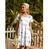 Ekouaer Nightgowns for Women Short Sleeve Sleepshirt V Neck Short Nightshirt Pullover Soft Ruffled Sleepwear S-XXXL(Line Florals)