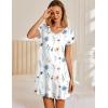 Ekouaer Nightgowns for Women Short Sleeve Sleepshirt V Neck Short Nightshirt Pullover Soft Ruffled Sleepwear S-XXXL(Line Florals)