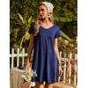 Ekouaer Nightgowns for Women Short Sleeve Sleepshirt V Neck Short Nightshirt Pullover Soft Ruffled Sleepwear S-XXXL(Navy Blue)