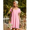 Ekouaer Nightgowns for Women Short Sleeve Sleepshirt V Neck Short Nightshirt Pullover Soft Ruffled Sleepwear S-XXXL(Pink)