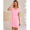 Ekouaer Nightgowns for Women Short Sleeve Sleepshirt V Neck Short Nightshirt Pullover Soft Ruffled Sleepwear S-XXXL(Pink)