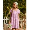 Ekouaer Nightgowns for Women Short Sleeve Sleepshirt V Neck Short Nightshirt Pullover Soft Ruffled Sleepwear S-XXXL(Pink Florals)