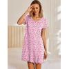 Ekouaer Nightgowns for Women Short Sleeve Sleepshirt V Neck Short Nightshirt Pullover Soft Ruffled Sleepwear S-XXXL(Pink Florals)