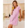 Ekouaer Nightgowns for Women Short Sleeve Sleepshirt V Neck Short Nightshirt Pullover Soft Ruffled Sleepwear S-XXXL(Pink Florals)