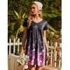 Ekouaer Nightgowns for Women Short Sleeve Sleepshirt V Neck Short Nightshirt Pullover Soft Ruffled Sleepwear S-XXXL(Pink Flower)