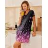 Ekouaer Nightgowns for Women Short Sleeve Sleepshirt V Neck Short Nightshirt Pullover Soft Ruffled Sleepwear S-XXXL(Pink Flower)