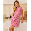 Ekouaer Nightgowns for Women Short Sleeve Sleepshirt V Neck Short Nightshirt Pullover Soft Ruffled Sleepwear S-XXXL(Pink Strawberry)