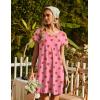 Ekouaer Nightgowns for Women Short Sleeve Sleepshirt V Neck Short Nightshirt Pullover Soft Ruffled Sleepwear S-XXXL(Pink Strawberry)