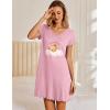 Ekouaer Nightgowns for Women Short Sleeve Sleepshirt V Neck Short Nightshirt Pullover Soft Ruffled Sleepwear S-XXXL(Pink Teddy)
