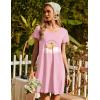 Ekouaer Nightgowns for Women Short Sleeve Sleepshirt V Neck Short Nightshirt Pullover Soft Ruffled Sleepwear S-XXXL(Pink Teddy)