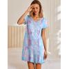 Ekouaer Nightgowns for Women Short Sleeve Sleepshirt V Neck Short Nightshirt Pullover Soft Ruffled Sleepwear S-XXXL(Purple Tie Dye)