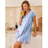 Ekouaer Nightgowns for Women Short Sleeve Sleepshirt V Neck Short Nightshirt Pullover Soft Ruffled Sleepwear S-XXXL(Purple Tie Dye)