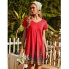 Ekouaer Nightgowns for Women Short Sleeve Sleepshirt V Neck Short Nightshirt Pullover Soft Ruffled Sleepwear S-XXXL(Red Feather)