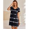 Ekouaer Nightgowns for Women Short Sleeve Sleepshirt V Neck Short Nightshirt Pullover Soft Ruffled Sleepwear S-XXXL(Stripe)