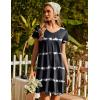 Ekouaer Nightgowns for Women Short Sleeve Sleepshirt V Neck Short Nightshirt Pullover Soft Ruffled Sleepwear S-XXXL(Stripe)